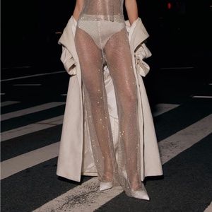 Meshki Crystal Embellished Mesh Pants
